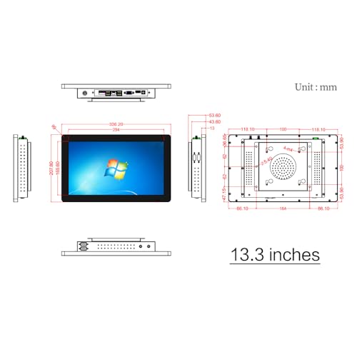 Image of 13.3 inch Capacitive Touch Screen Computer Panel PC,Intel i5-3210M /i5-4200U /i7-8565u /i5-10210U,Windows 10