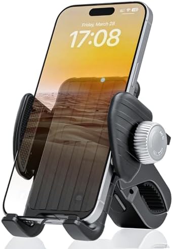 Bike Phone Mount, Bike Bicycle Phone Holder Handlebar Cell Phone Clamp Ebike Scooter Phone Clip for iPhone 16 Pro Max/Plus, 15 Pro Max, S10, S20, More 4.7" to 6.8" Smartphones