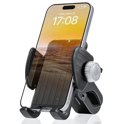 Image of Motorcycle Phone Mount, Bike Bicycle Mount Handlebar Cell Phone Clamp Ebike Scooter Phone Clip for iPhone 16 Pro Max /Plus, 15 Pro Max, S10, S20, More 4.7 inch to 6.8 inch Smartphones