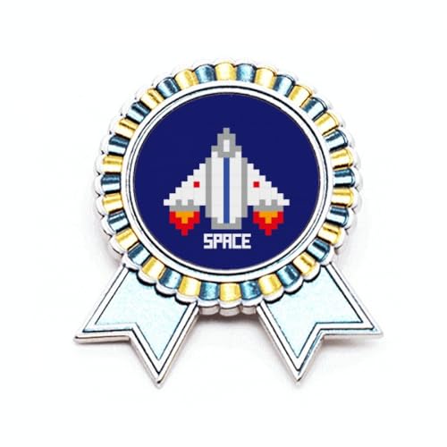 Broche vaisseau spatial pixel de taille M en alliage métallique pour collectionneur
