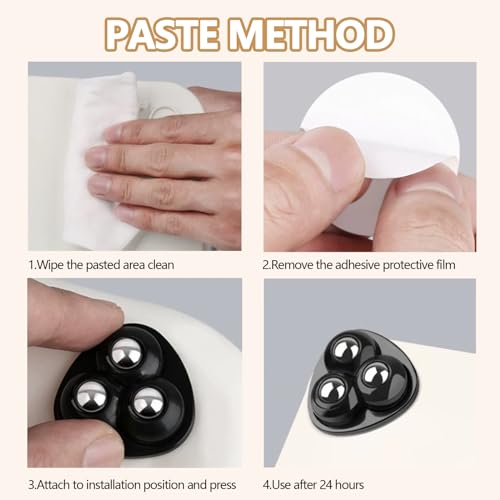 Landrain 20 Stück Mini 3 Rollen für Küchengeräte, 60 Grad Selbstklebendes Starkes Kugelrollen für Möbel