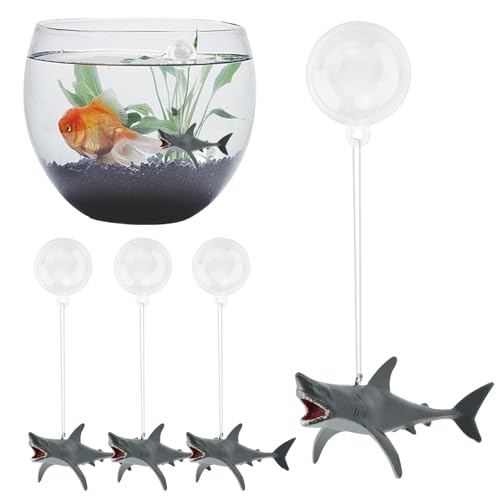 4sets Fish Tank Shark Decoration, Floating Fish...