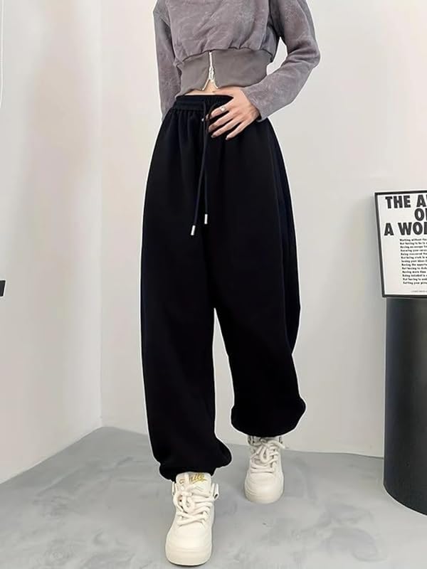 Image of Imsa Moda Women's Loose Fit Track Pants - Polycotton Joggers with Elastic Waistband & Side Pockets | Lower Comfortable for Gym, Running & Casual Wear