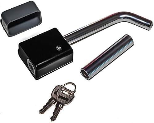 Hitch Pin Receiver Lock with Adapter for Car Accessories Best for Locking RV Trailers Tow Truck SUV Van Heavy Duty - Universal Swivel Head with 1/2" & 5/8" Class I-V Adapter Security Device