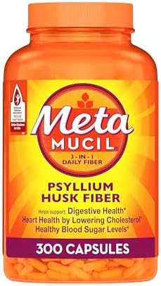 Metamucil, Psyllium Husk Capsules, 300 Capsules, 3-in-1 Fiber Sup...