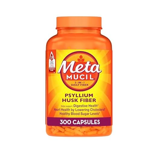 Metamucil, Daily Psyllium Husk Powder Supplement, 3-in-1 Fiber for Digestive Health, Plant Based Fiber, 300ct Capsules