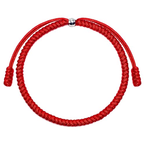 LAMIBEE Original Tibetan Bracelet Black Red and Multicolor Buddhism Handmade Knot Lucky Rope Bracelet Friendship and Couple Bracelet (Red Protection)