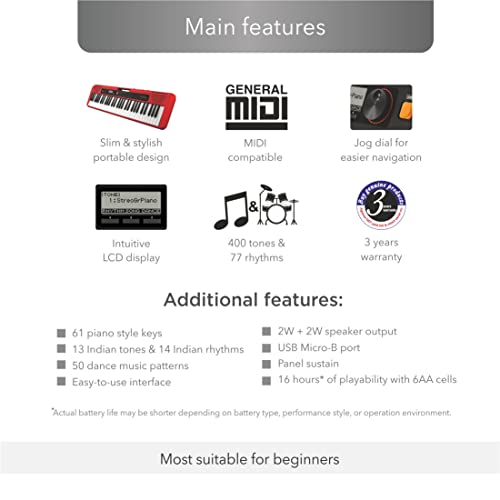 Casio CT-S200 Clavier 61 touches, polyphonie 48 notes, 400 sonorités Blanc - Les Beatles, Paul McCartney, John Lennon, RIngo Starr, George Harrison Casio CT-S200 Clavier 61 touches, polyphonie 48 notes, 400 sonorités Blanc – Image 4