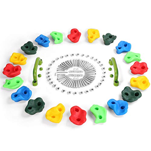 Odoland 20 pzas Presas de Escalada Conjunto para Niños, Juego de Asas de Escalada Incl. Asas de Escalada y Pernos de Montaje, Kit de Escalada de Pared para Juegos