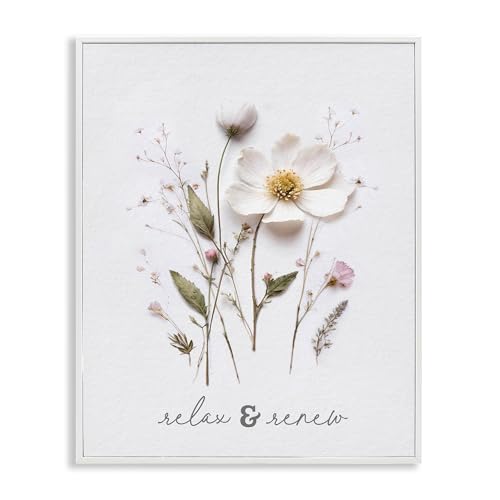 Poster encadré fleurs pressées pour habiller un mur vide avec un cadre gris élégant