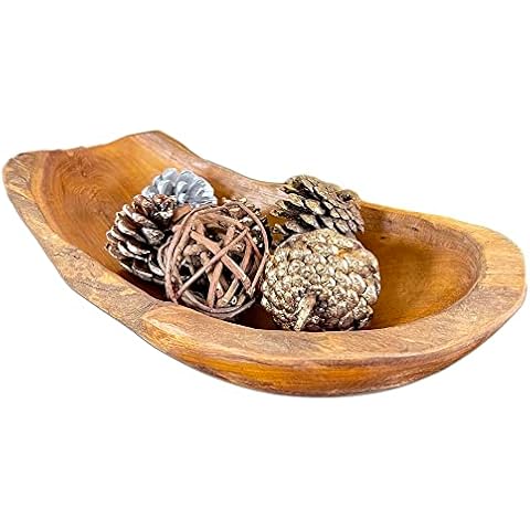 Hand Carved Teak Wood Bowl for Snacks Cover