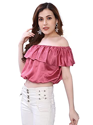 Image of Selvia Women's Dyed, Plain Satin Silk Party Regular Fit Top