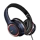 LORELEI X8 Over-Ear-Kopfhörer mit Kabel, mit Mikrofon, 1,45 m, verwicklungsfreier Nylon-Linie und 3,5 mm Stecker, leichte, Faltbare und tragbare Kopfhörer für Tablet, Computer, MP3/4 (dunkelblau)
