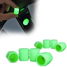 Glow-in-The-Dark Car Tire Valve Cap Set - Durable,Durable Luminous Stem Caps Corrosion Iluminated Accessories,Easy-to-Install,Accessories for Safe Night Driving for Cars, Trucks, Suvs Green, 8pcs