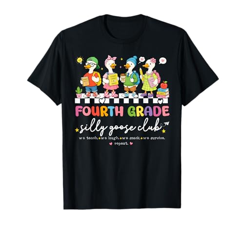 Back to School Fourth 4th Grade Silly Goose Club Teacher Kid T-Shirt