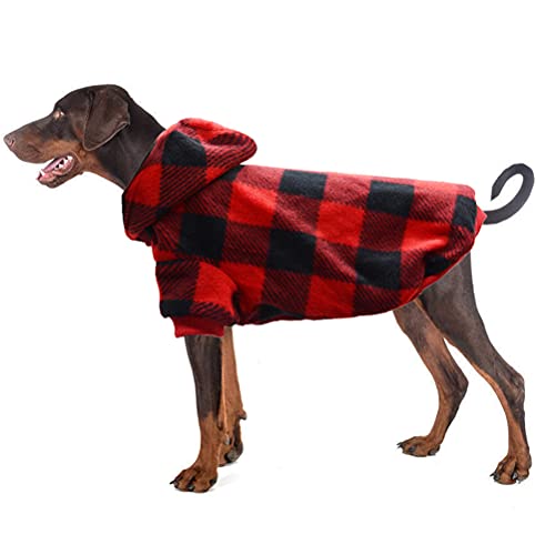 Plaid Dog Hoodie Pet Fleece Sweater Winter Coat With Hat For Small Medium Large Dogs Red And Black S #TOP5