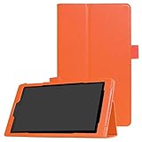 for Amazon Kindle New Fire 7 2015 HD7 SV98LN 7' Cover (5th Generation, 2015 Release) Luxury Folio Stand PU Leather Case (Orange)