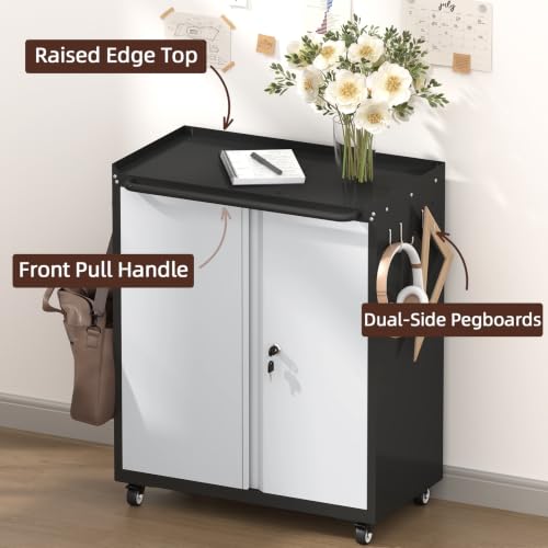 Image of Metal Tool Chest, Rolling Garage Cabinet with Adjustable Shelves, Metal Locking Cabinet with 2 Keys, Steel Tool Chest on Wheels for Basement, Warehouse, Utility Room, Grey