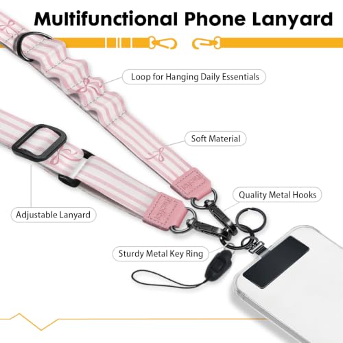 Image of Icycay Phone Lanyard Crossbody Strap Neck Adjustable Teacher Women Striped | for Cell Phone Case Keys ID Badges, Anti Theft, Multifuctional, Cute Phone Holder, Travel Hiking Essential Accessories, Gifts