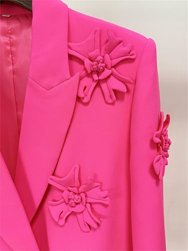 Womens Blazer Coats Notched Long Sleeve Double Breasted Jacket Flower Appliques Wedding Party Long Blazers4