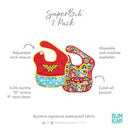 Bumkins Bibs, Dc Comics Wonder Woman Baby Bibs For Girl Or Boy, Superbib Baby And Toddler Bib For 6-24 Months, Baby Bib For Eating, Feeding Bib, Waterproof Fabric #TOP4