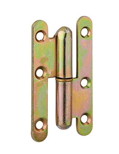 THIRARD - Paumelle de Paris pour Porte d'Entrée ou d'Intérieur - Acier Zingué - Bouts Ronds - Bague Laiton - Facile à Installer - Fixation Droite - 80 x 45...
