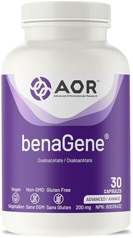 AOR Benagene Stabilized Oxaloacetic Acid with Vitamin C – 30 Vegan Capsules, 30-Day Supply – Supports Cellular Vitality, Enhances Energy Production & Mental Focus – Dairy-Free, Gluten-Free & Non-GMO