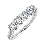 JTC LTD Anello con cinque pietre di diamante a taglio rotondo creato in laboratorio, set da 4 griffe, da 0,50 ct a 2,00 carati, colore FG, purezza VS, regalo per le donne, metallo in oro massiccio 9 K
