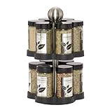 Kamenstein Madison 12-Jar Revolving Countertop Spice Rack Organizer with Free Spice Refills for 5 Years, Black