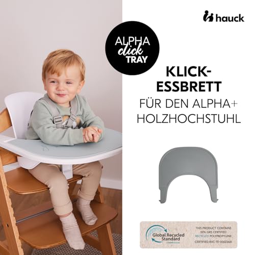 hauck Klickbrett Kompatibel mit Alpha+ & Beta+ Holzhochstuhl Alpha Click Tray, aus Recyceltem Material (GRS-zertifiziert), Schnelle Klickbefestigung am Hochstuhl, Einfach zu Reinigen (Grey)
