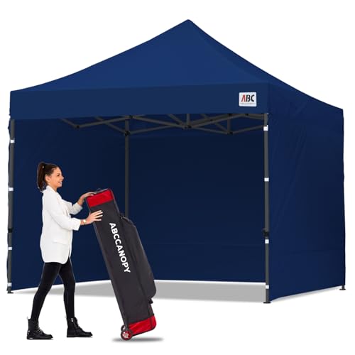 Image of ABCCANOPY Heavy Duty Easy Pop up Canopy Tent with Sidewalls 10x10, Navy Blue