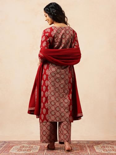 Image of Vbuyz Women Foil Print & Gota Patti Work Straight Cotton Salwar Suit | Straight Kurta Pant Dupatta | Kurta Set with Dupatta for Women | Suit Set | Ethnic Set | Printed Kurta Set