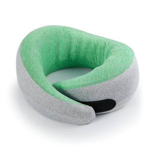 Image of Travel Neck Pillow for Airplanes, Premium Memory Foam Neck Pillow with Ergonomic 360 Support, Travel Essentials for Plane, Car, Train and Home, Light Green
