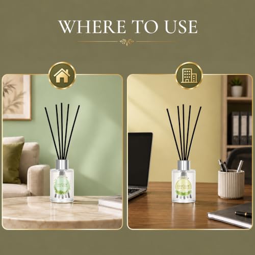 Image of Involve Pura Reed Diffuser Set (Pack of 2) - Lemongrass & Citronella - 120 ml | Oil Diffuser with Free 10 Reed Sticks | Room Freshener for Home, Bedroom | Gifts Set | New Home Gift Items Useful