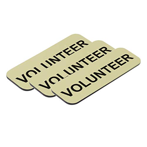 Volunteer 1 x 3 Name Tag, Brushed Gold (3 Pack)