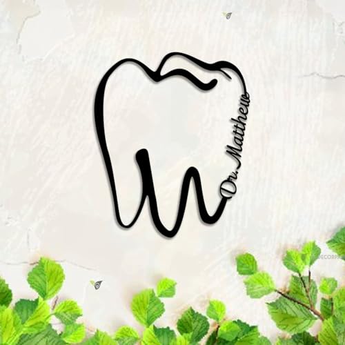 Custom Dentist Tooth Metal Signs | Personalized Dental Assistant Gifts Name Metal Sign Plaque Decorative | Dentist Office Wall Art Décor | Welcome Home Decoration Seri 37