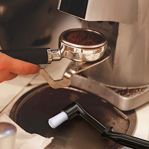 Patelai 6 Pieces Coffee Machine Cleaning Brush Set Machine Cleaning Brush Tool with Spoon, Coffee Grinder Cleaning Brushes, Wood Handle and Soft Bristles for Group Head