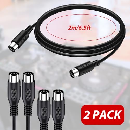 Cables MIDI de 5 pines de 6.5 pies para una conexión limpia en tu estudio musical 2