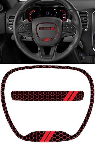 GRIDREADY Compatible with 2014-2021 Dodge Durango Steering Wheel Cover Trim kit 3D Domed Badge Overlay Emblem Decal Sticker Set Durango Interior Accessories (Red)