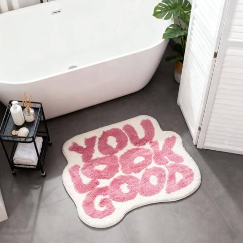Tapis de bain rose antidérapant en microfibre 54x64cm - 7