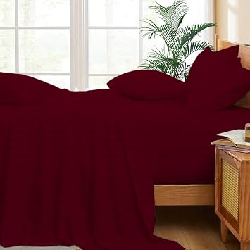 4 Piece Luxury Texas King Size 80" X 98" 800 Thread Count 100% Egyptian Cotton Sheet Set Premium Quality Sheets 16" Inch Deep Pocket 100% Egyptian Cotton - Burgundy Stripe