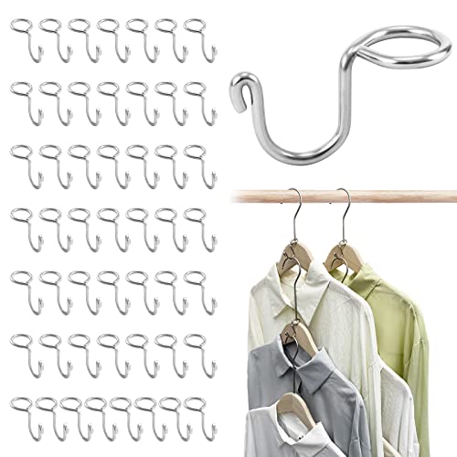 Kwokwei Metal Clothes Hanger Connector Hooks, 50Pcs Hanger Extender Hooks, Clothes Hanger Organizer Mini Space Saver Hangers Stainless Steel Hooks For Hangers Closet Wardrobe #TOP3