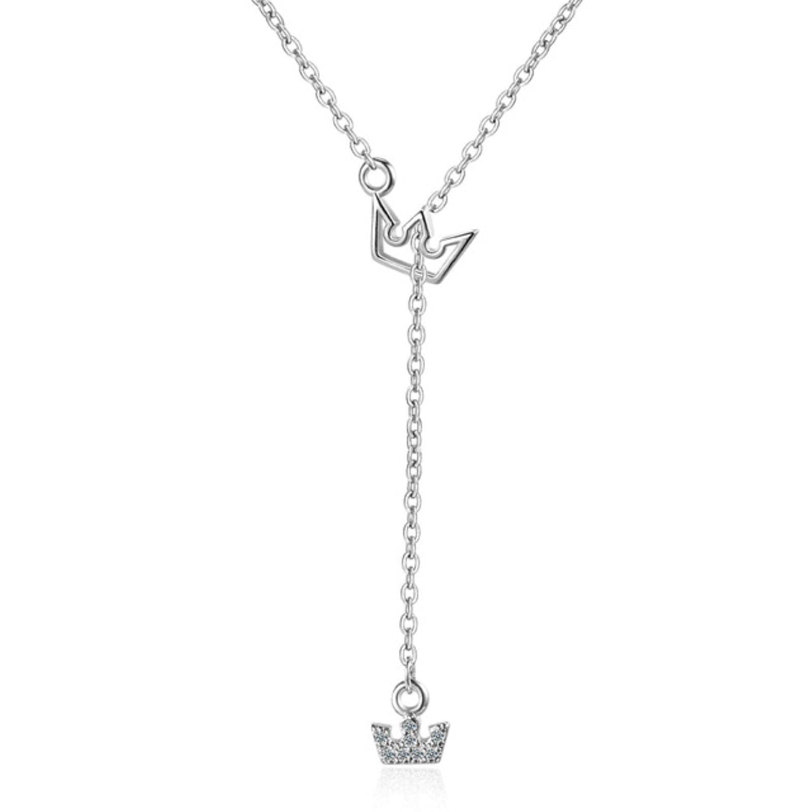 Collana con ciondolo a forma di corona da principessa, in argento Sterling, con lettere iniziali, idea regalo per figlia e moglie, Zirconia cubica