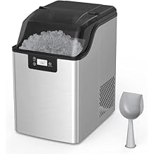 Nugget Ice Maker,Nugget Ice Maker Countertop,Ice Machine with 44Lbs/24H Output,Timer Function, Self-Cleaning Portable with Freestanding Ice Spoon for Home,Office,Bar