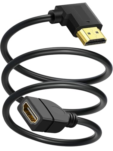 SAISN Câble d'extension HDMI à angle droit 4K mâle vers femelle - Convertisseur vidéo HD à 90 degrés - Câble court pour moniteur, ordinateur portable, projecteur, HDTV