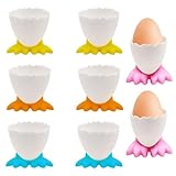 Eierbecher Plastik Set: 8 Stück Eierbecher in lebendigen Farben Gelb, Orange, Grün und Pink; Jede Farbe mit 2 Stück für vielseitige Frühstückszubereitung; Robuste Kunststoffkonstruktion sorgt für Lang