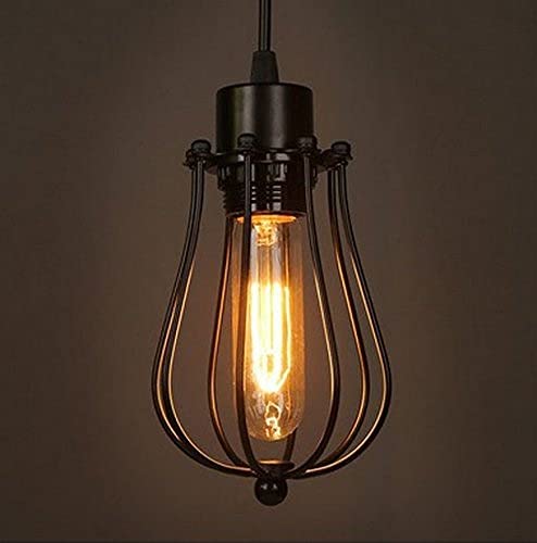 Pendentif lumineux industriel cage métal noir luminaire suspendu cuisine barn bar style vintage