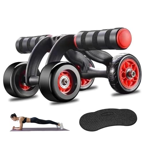 Entrenador de abdominales de rebote automático con rueda abdominal resistente de 4 ruedas
