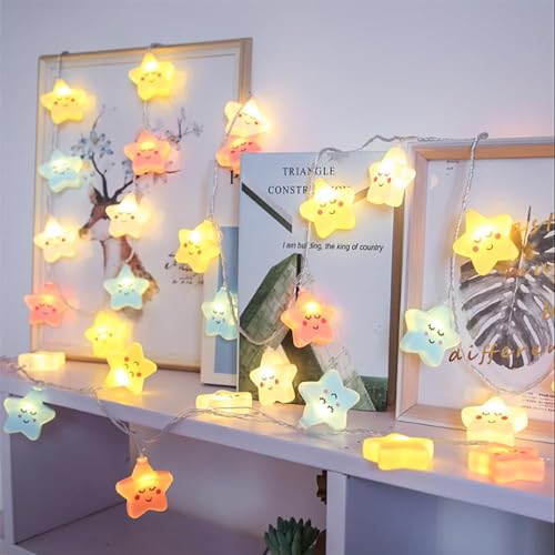Image of Xenith 14 LED Smiling Cute Star Serial String Fairy Light Baby Night Light Cloud Light Cute Kids Night Lights for Decor Christmas Light Diwali Lighting for Home Decoration (Multicolor, 3.5 Meter)