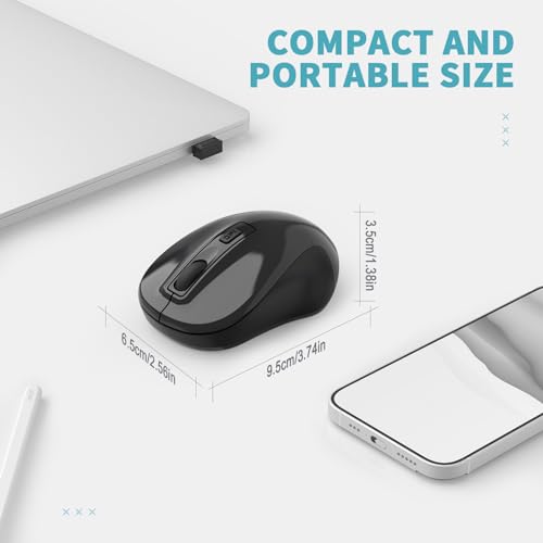 Wireless Mouse for Laptop Silent Cordless USB Mouse Wireless Optical Computer Mouse, 4 Buttons, AA Battery Used,1600DPI with 3 Adjustable Levels for Windows 10/8/7/XP/Mac/Macbook Pro/Air/HP/Acer - Image 5